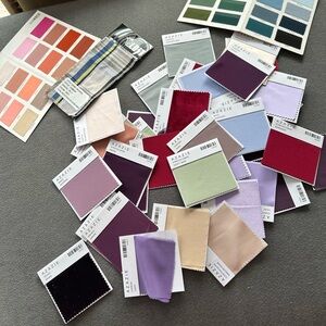 Azazie Mixed Fabric Swatch Set — Pastel Greens, Lavenders & Jewel Reds